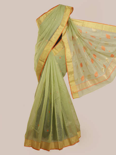 

Pothys Green Pure Silk Woven Design Kanjeevaram Saree