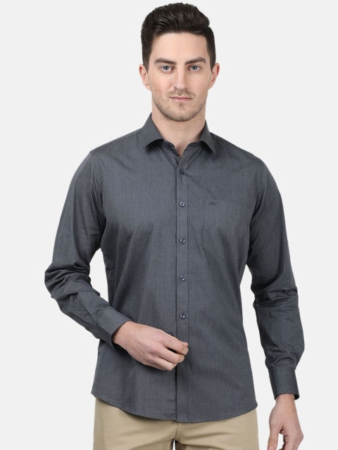 

Monte Carlo Men Grey Regular Fit Solid Cotton Casual Shirt