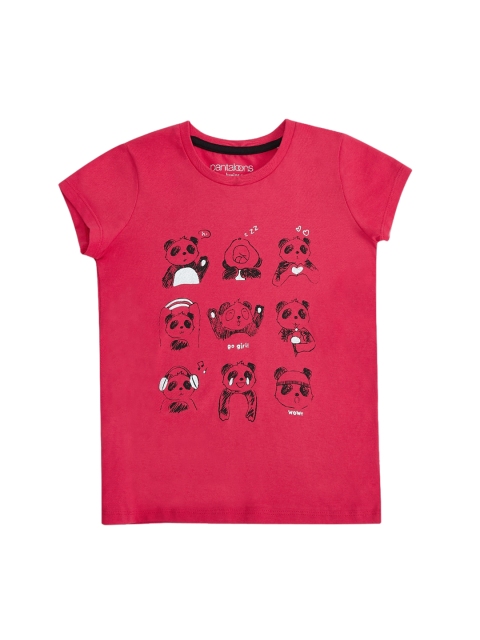 

CHALK by Pantaloons Girls Fuchsia Printed Round Neck Cotton Pure Cotton T-shirt