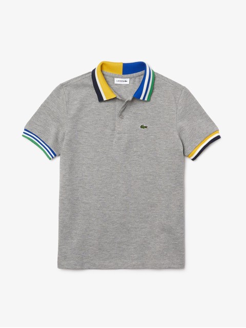 

Lacoste Boys Grey Solid Polo Collar Cotton T-shirt
