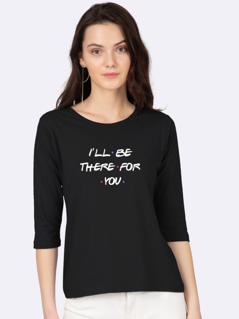 

Bewakoof Women Black Friends Printed Pure Cotton Round Neck T-shirt