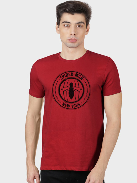

Free Authority Men Red Spiderman Printed Cotton Round Neck T-shirt