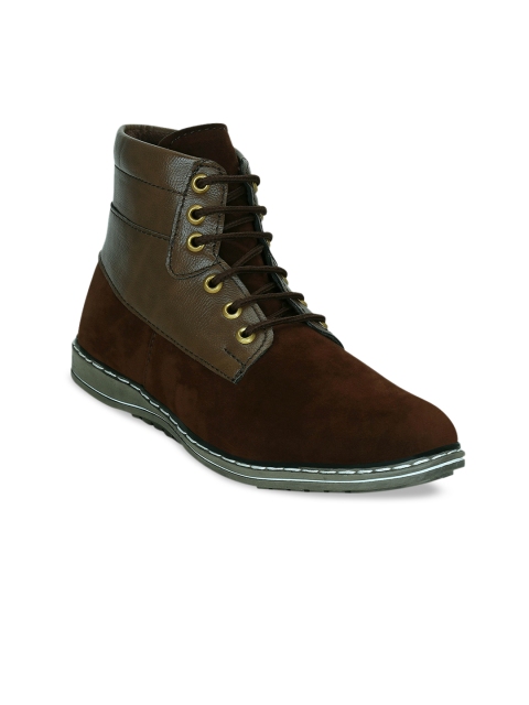 

Get Glamr Men Coffee Brown High-Top Flat Boots Casual Shoes