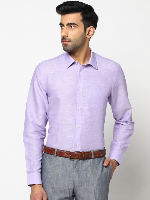 

Blackberrys Men Purple Linen Regular Fit Solid Formal Shirt