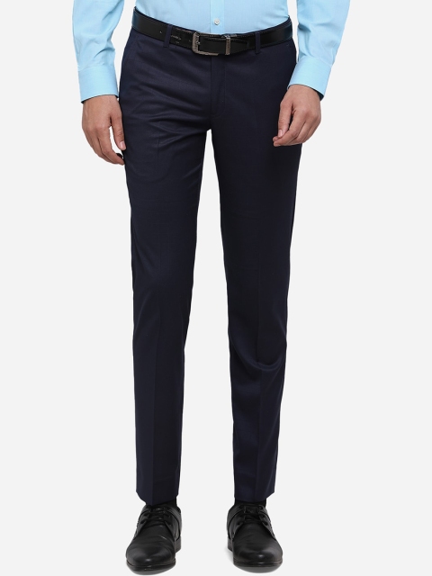 

JADE BLUE Men Navy Blue Slim Fit Solid Formal Trousers