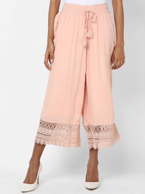 

AMERICAN EAGLE OUTFITTERS Women Pink Regular Fit Solid Culottes