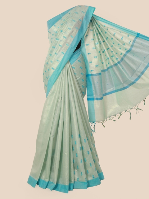 

Pothys Blue Solid Tissue Saree