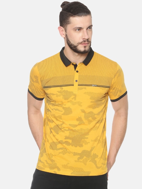 

HALTON HILLS Men Yellow Printed Polo Collar T-shirt