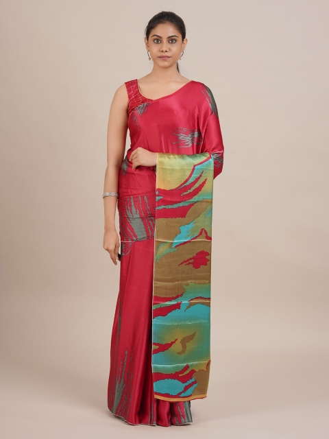 

Pothys Magenta Printed Satin Saree