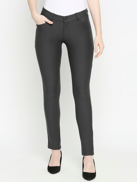 

fungus Women Grey Slim Fit Solid Regular Trousers
