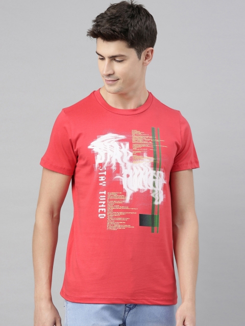 

QUANCIOUS Men Coral Printed Round Neck Organic Cotton Sustainable T-shirt
