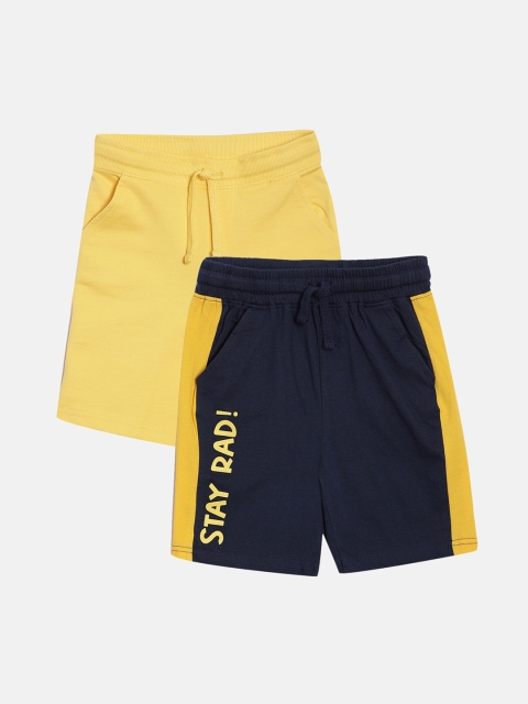 

3PIN Boys Pack Of 2 Regular Fit Cotton Shorts, Yellow