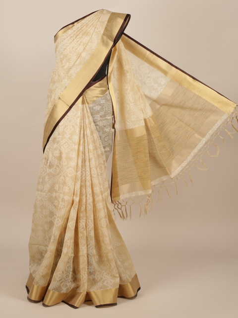 

Pothys Cream-Coloured Woven Design Jute Silk Saree