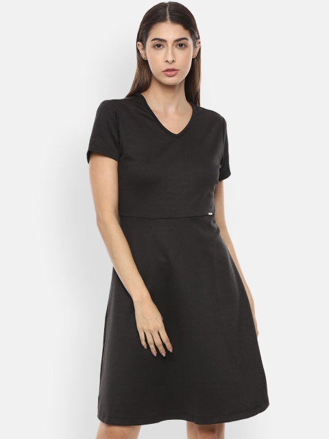 

Van Heusen Woman Women Black Solid A-Line Dress