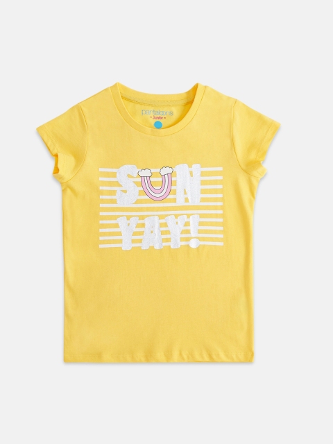 

Pantaloons Junior Girls Yellow Printed Round Neck T-shirt