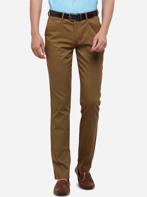 

JADE BLUE Men Beige Slim Fit Solid Pure Cotton Chinos