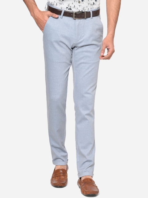 

JADE BLUE Men Teal Slim Fit Solid Regular Trousers