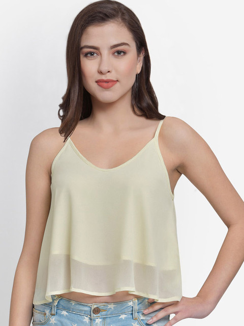 

Martini Off White A-Line Layered Crop Top