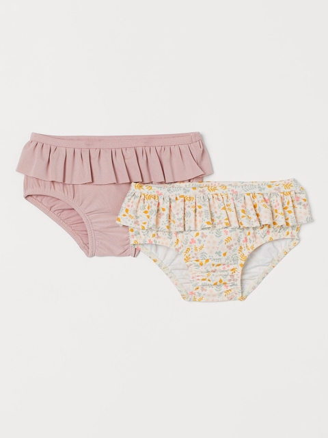 

H&M Girls Pink 2-Pack Flounce-Trim Swim Pants, White