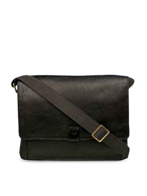 

Hidesign Black Solid Leather Sling Bag