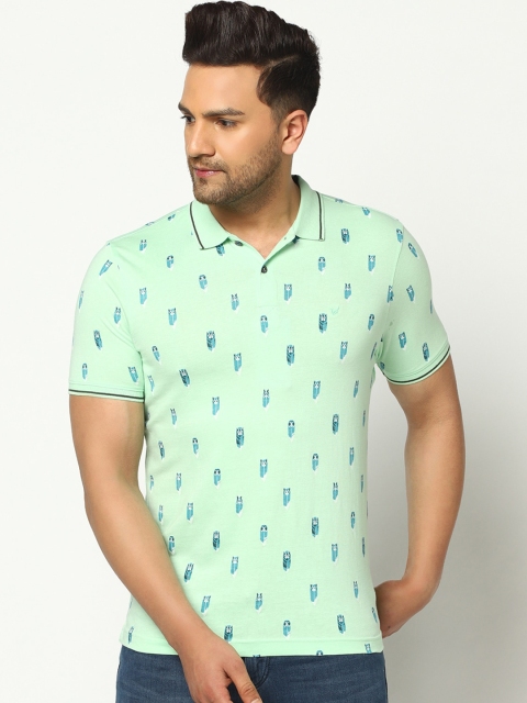

Blackberrys Men Green Printed Polo Collar T-shirt