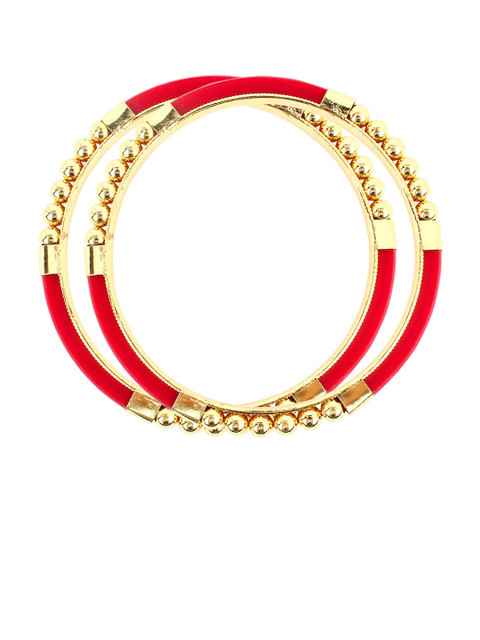 

Mali Fionna Set Of 2 Gold-Toned & Red Bangles