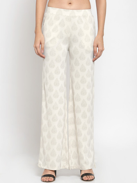 

Westwood Women Cream-Coloured Relaxed Loose Fit Printed Parallel Trousers