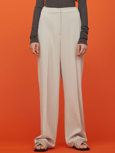 

H&M Women Beige Solid Wide Trousers