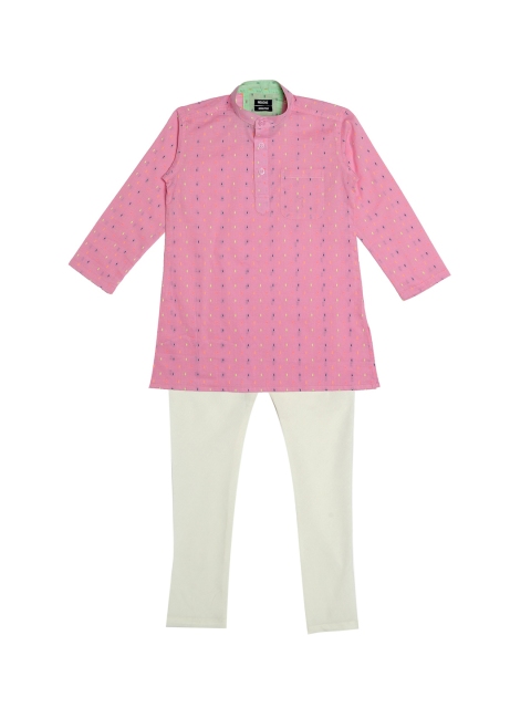 

NEUDIS Boys Pink & Cream-Coloured Printed Kurta with Pyjamas