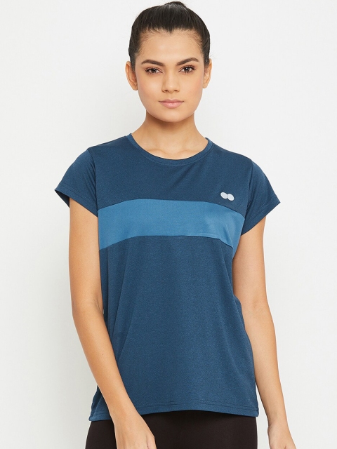 

Clovia Women Blue Colourblocked Round Neck T-shirt