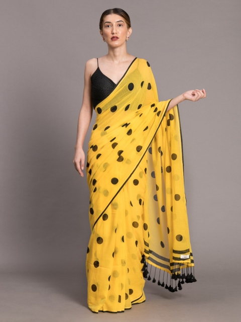 

Suta Yellow & Black Pure Cotton Printed Saree