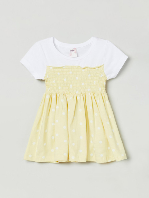 

max Girls Yellow Printed Fit and Flare Dress