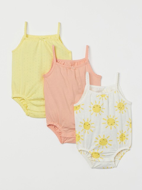 

H&M Girls Multicoloured Cotton 3-Pack Sleeveless Bodysuits, Multi