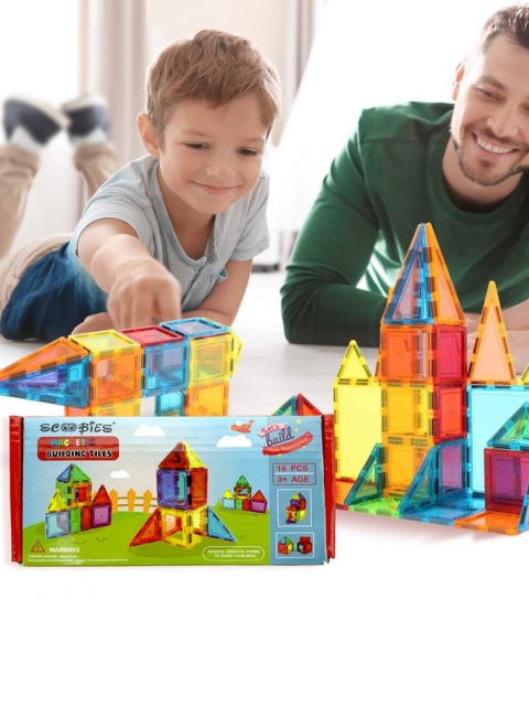 

SCOOBIES Kids Yellow & Red Magnetic Tiles Puzzle Game