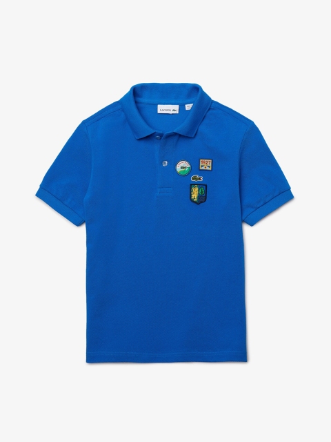 

Lacoste Boys Blue Solid Polo Collar T-shirt