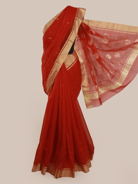 

Pothys Red & Golden Pure Silk Woven Design Kanjeevaram Saree
