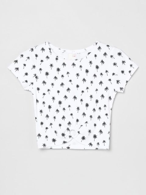 

max White & Black Tropical Printed Tropical Pure Cotton Regular Top