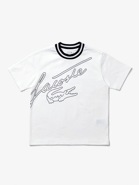 

Lacoste Boys White Printed Round Neck Cotton T-shirt