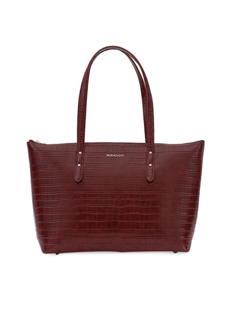 

MIRAGGIO Burgundy Textured Tote Bag