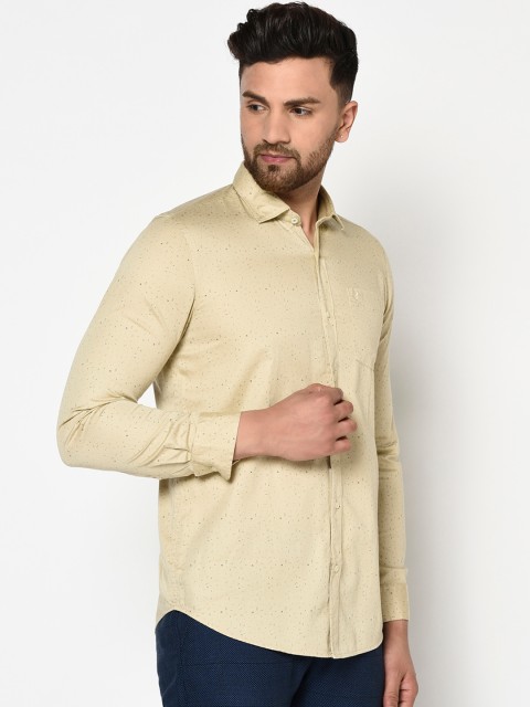 

Blackberrys Men Beige Cotton India Slim Fit Printed Casual Shirt