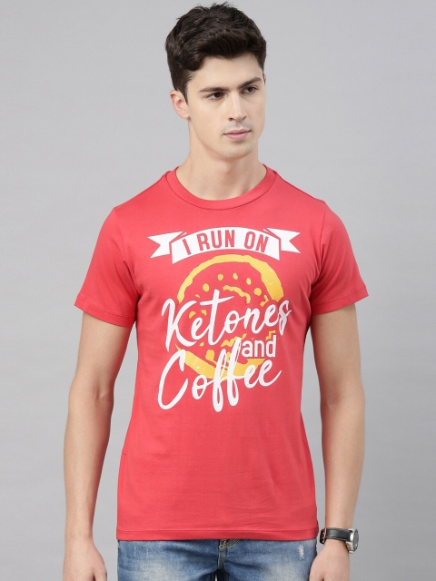 

QUANCIOUS Men Coral Printed Round Neck Organic Cotton T-shirt