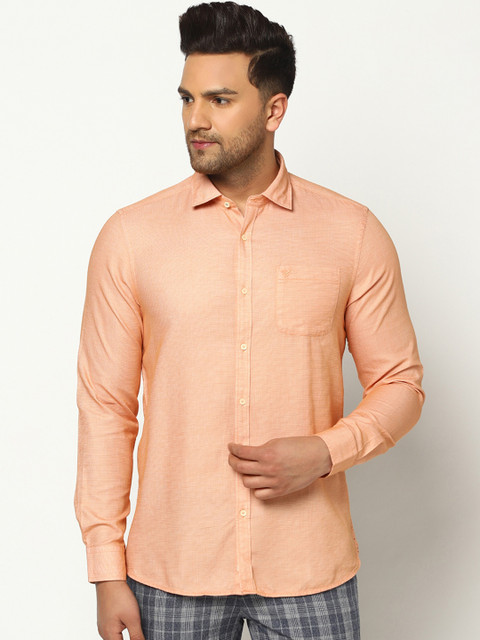 

Blackberrys Men Orange Slim Fit Solid Cotton Casual Shirt