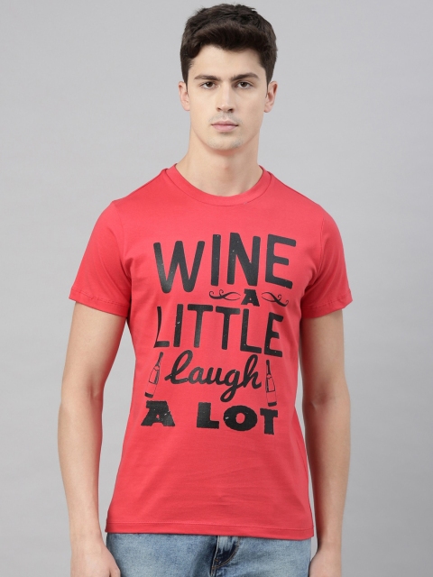 

QUANCIOUS Men Coral Printed Round Neck Sustainable T-shirt