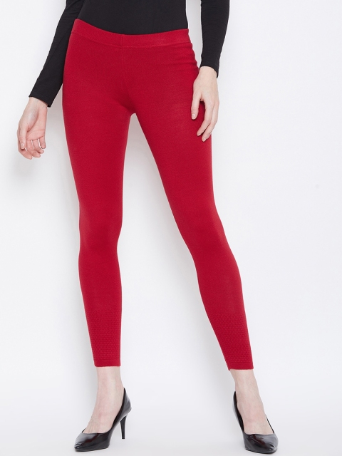 

Madame Women Red Solid Cropped Winter Leggings