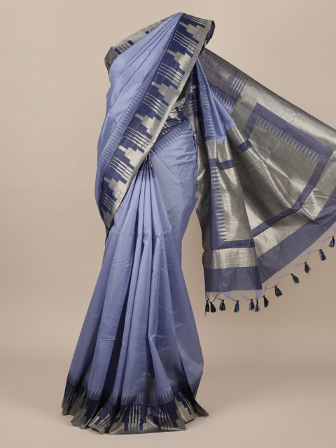 

Pothys Blue Solid Jute Silk Saree