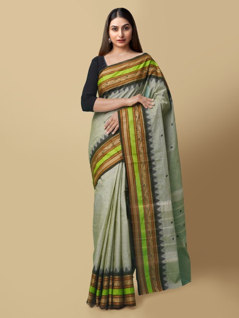 

Unnati Silks Green Pure Cotton Printed Chettinad Saree