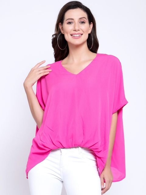 

iki chic Pink Flared Sleeves Georgette Regular Top