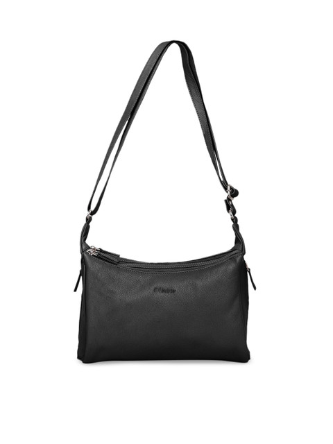

WildHorn Black Solid Genuine Leather Sling Bag