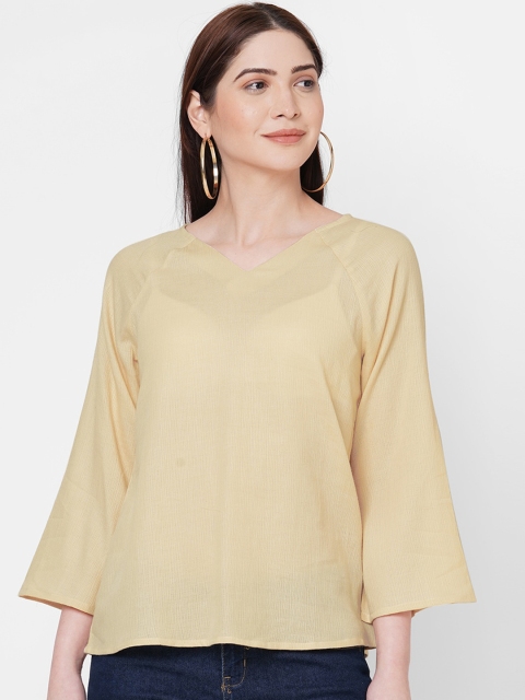 

109F Women Beige Solid Regular Top