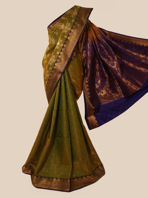 

Pothys Green & Gold-Toned Art Silk Woven Design Banarasi Saree